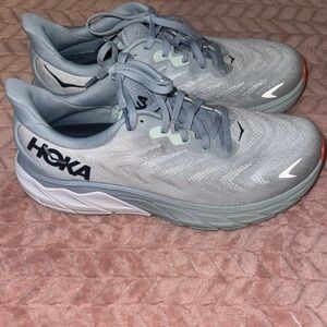 Hoka Light Blue and Pink Running Shoes